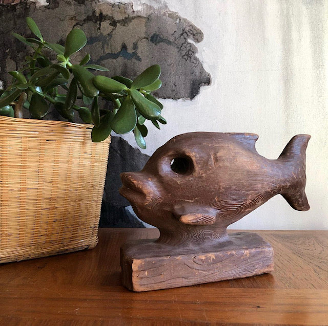 Vintage 1970's Clydel Redwood Carving