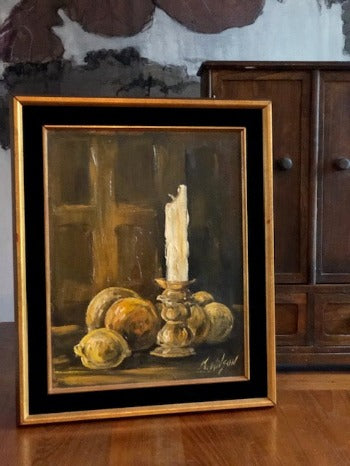 Antique Lemon Still Life Painting